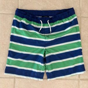 Lands' End Boy's Blue & Green Striped Swim Trunks - Size XL